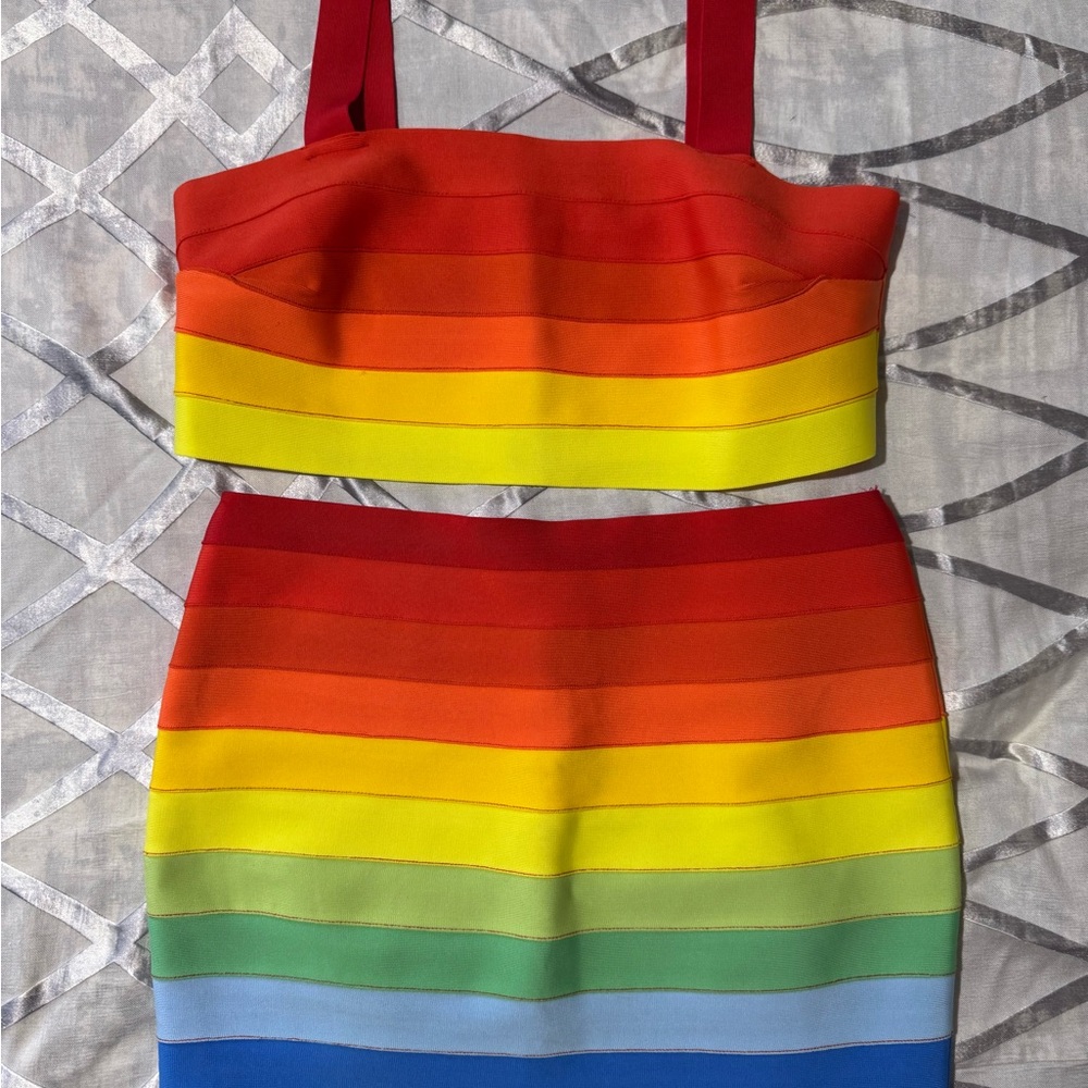 Colorful Rainbow Bandage Two-Piece Set